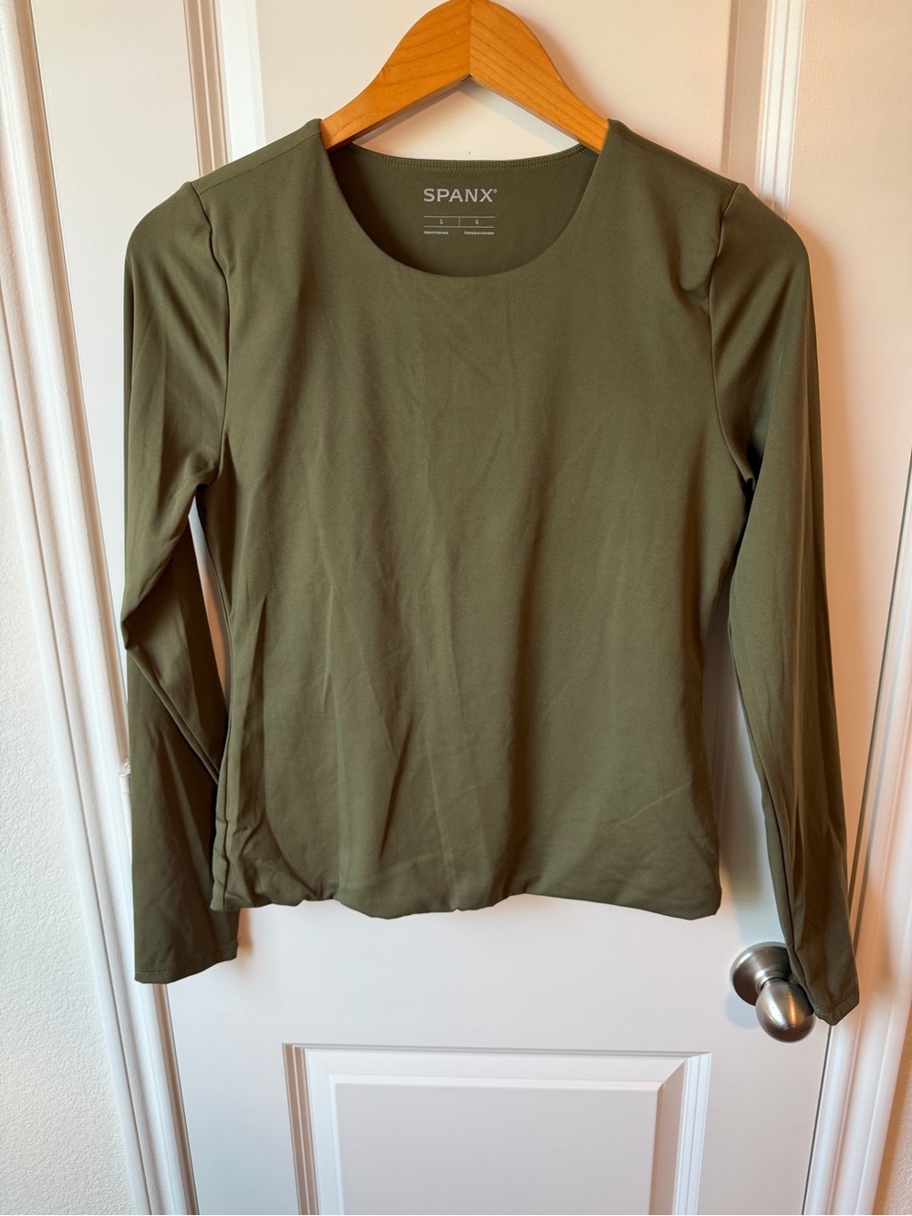 SPANX OnForm Long Sleeve Scoop Neck Top - Olive Green